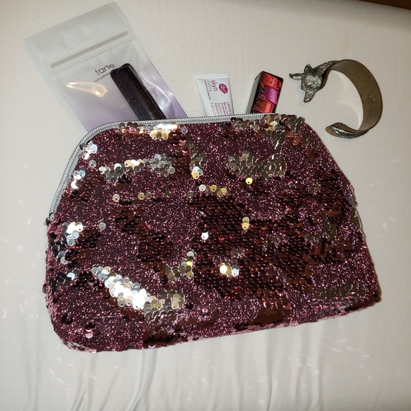 Sequin & Sparkle cosmetic case, Pink/Silver - Picture 1 of 14